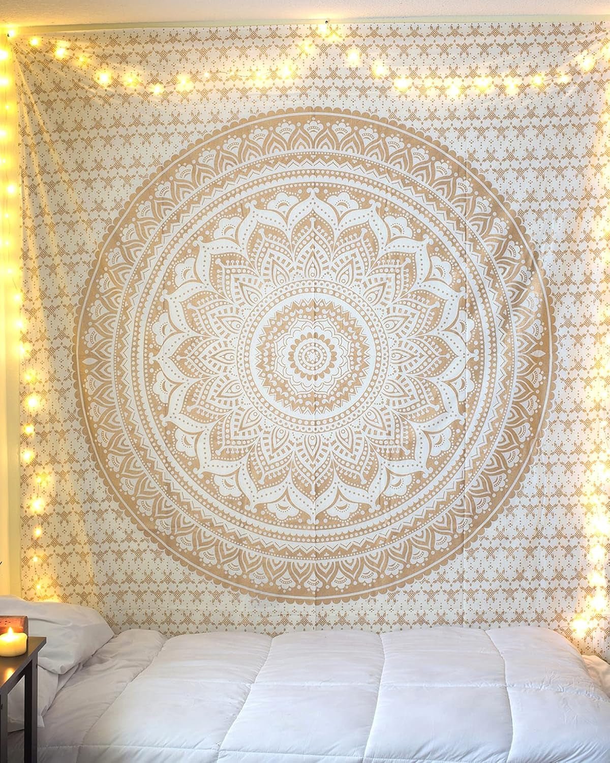 Mandala gobeläng rum dekoration estetisk guld vit canvas Hem - Tillbehör och dekorationer Naty Shop Standard Titel