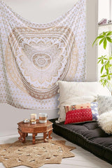 Mandala gobeläng rum dekoration estetisk guld vit canvas Hem - Accessoarer och dekorationer Naty Shop