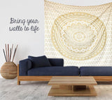 Mandala gobeläng rum dekoration estetisk guld vit canvas Hem - Accessoarer och dekorationer Naty Shop