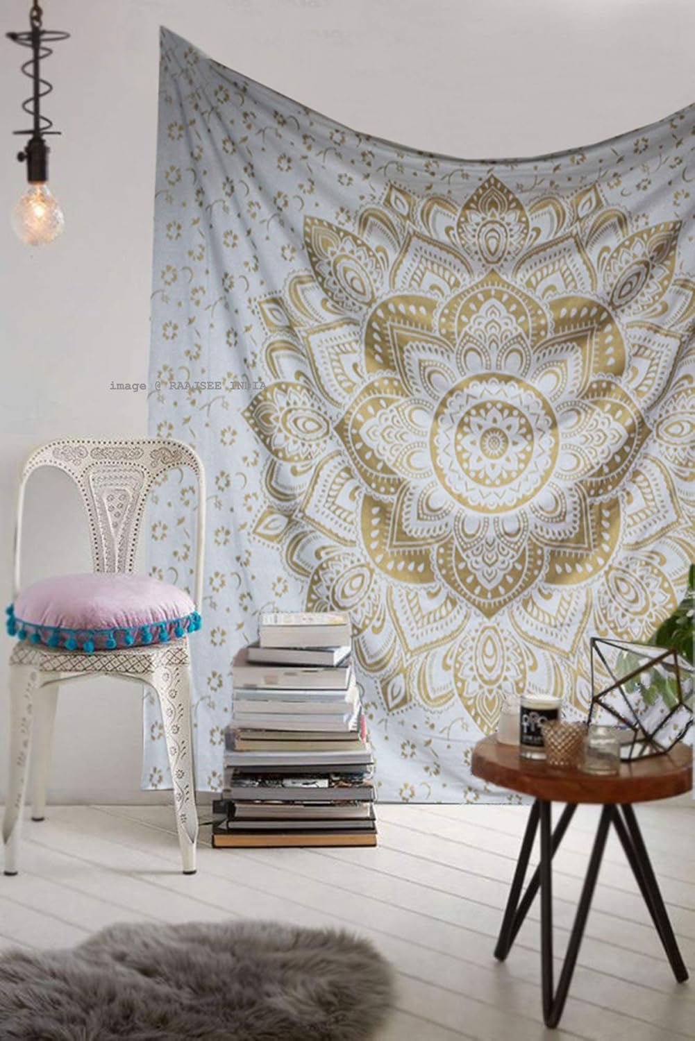 Mandala gobeläng rum dekoration canvas vitguld Hem - Tillbehör och dekorationer Naty Shop Standardtitel