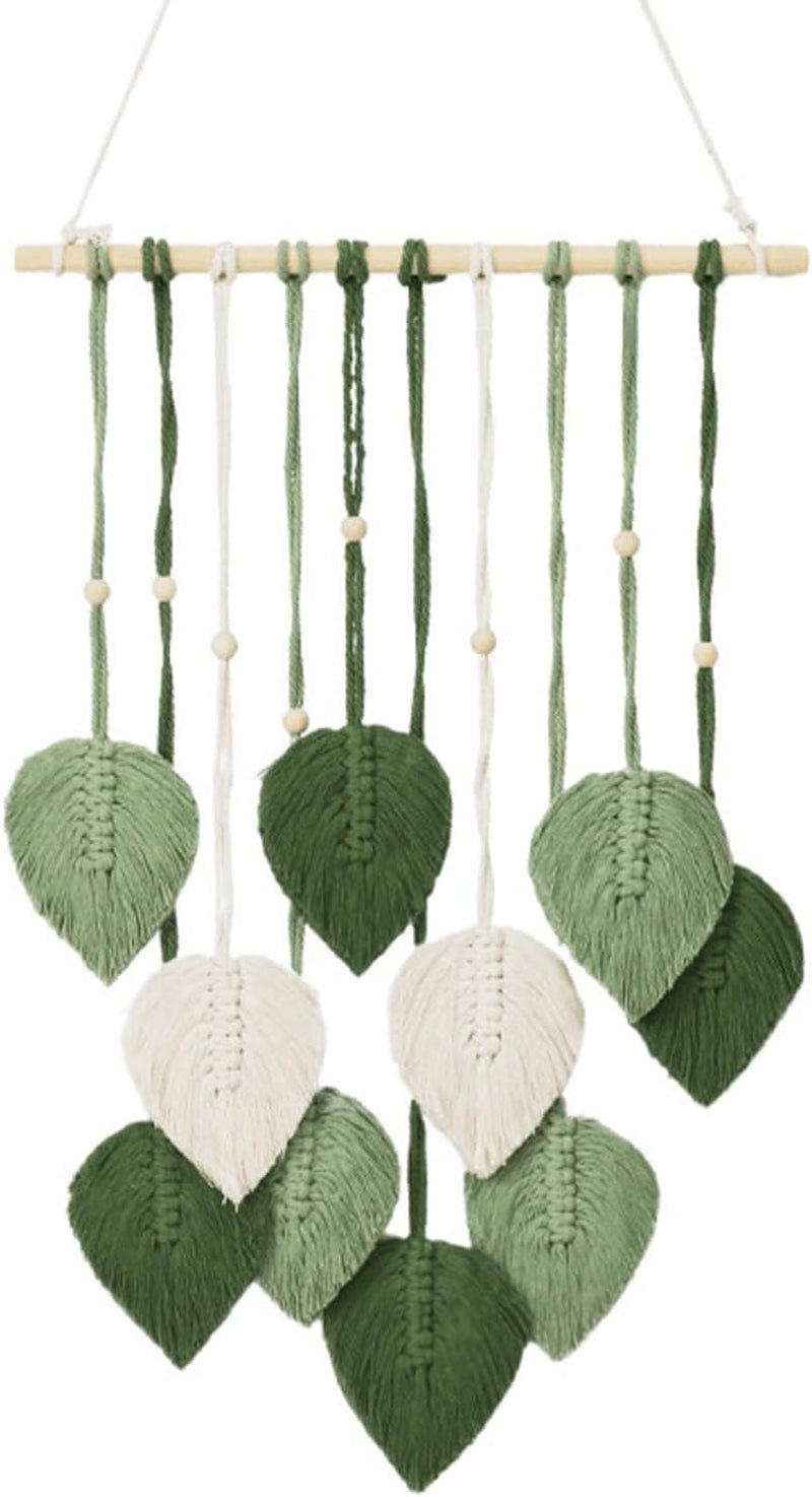 Handgjord gobeläng med träpärlor och gröna blad Casa - Accessoarer och dekorationer Naty Shop