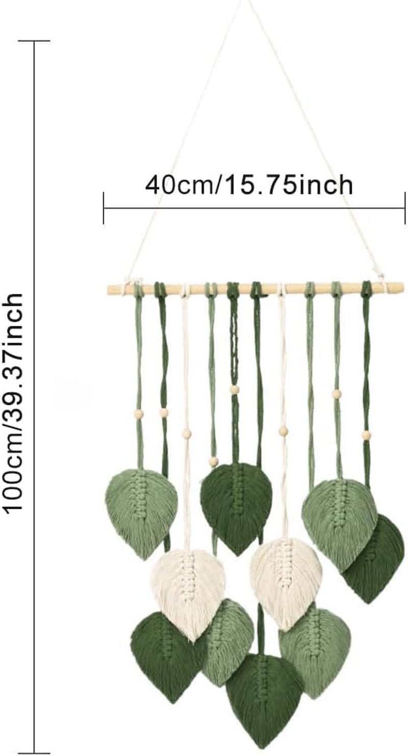 Handgjord gobeläng med träpärlor och gröna blad Casa - Accessoarer och dekorationer Naty Shop