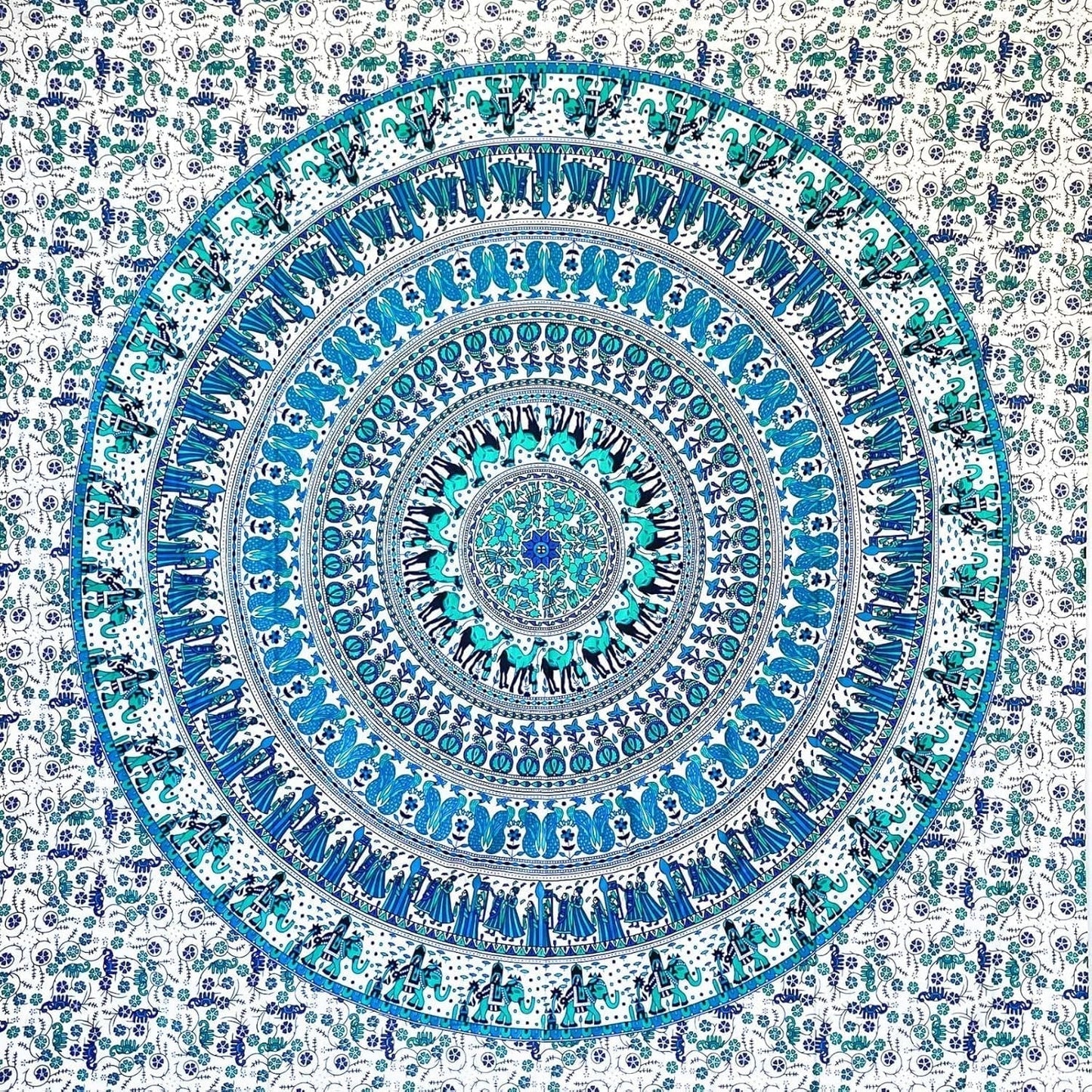 Gobeläng momomus mandala färgad bomull orientalisk design Hem - Tillbehör och dekorationer Naty Shop Vit-blå 135L X 210B Cm