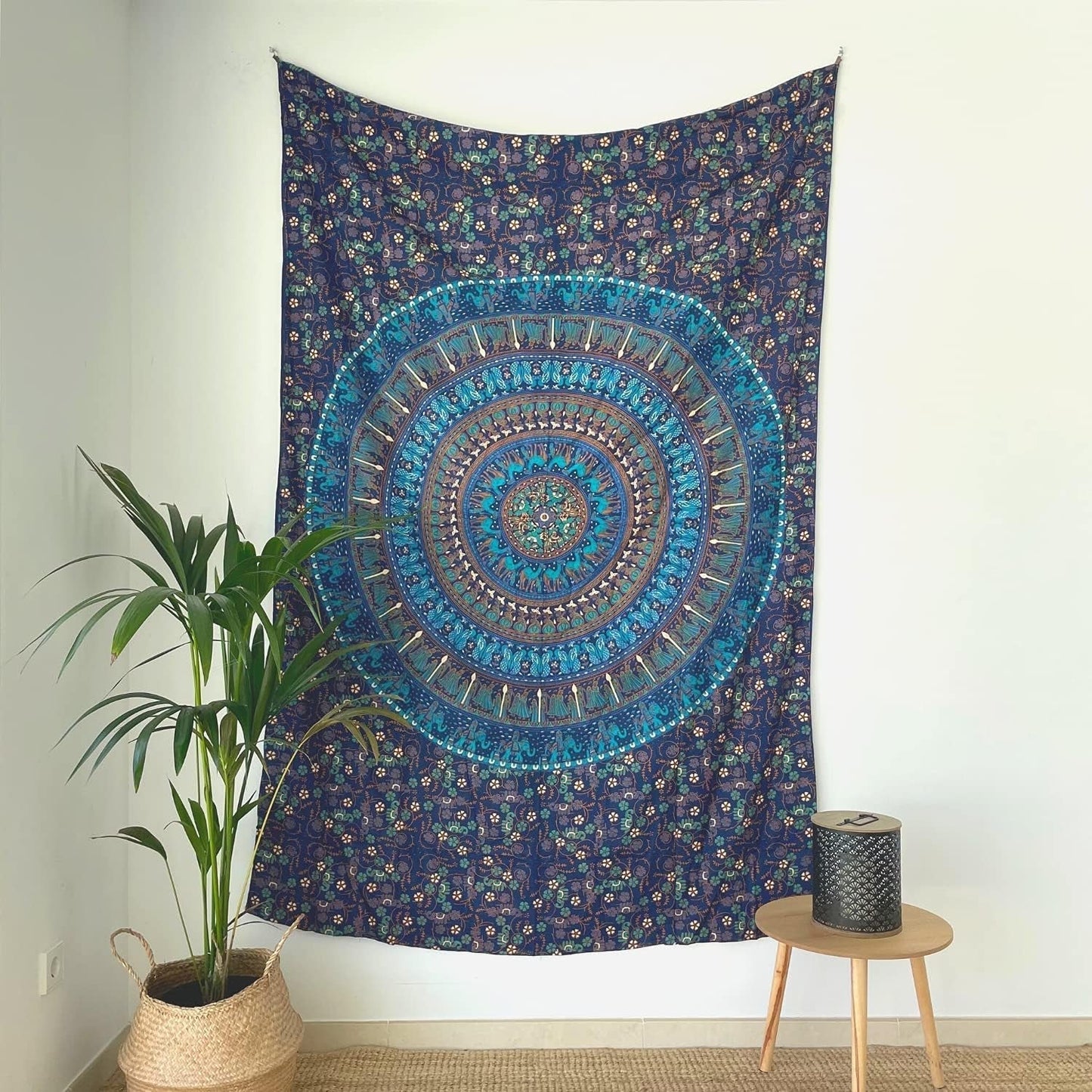 Gobeläng momomus mandala färgad bomull orientalisk design Hem - Tillbehör och dekorationer Naty Shop Blå C 135L X 210B Cm