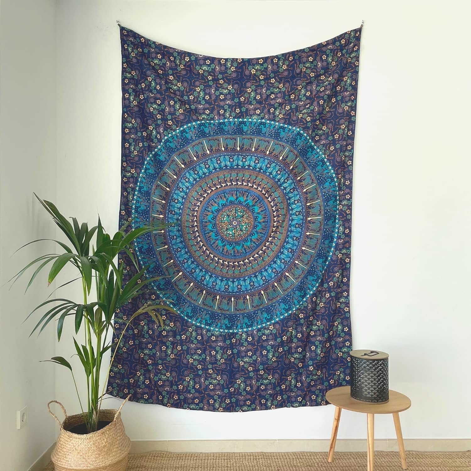 Gobeläng momomus mandala färgad bomull orientalisk design Hem - Tillbehör och dekorationer Naty Shop Blå C 135L X 210B Cm