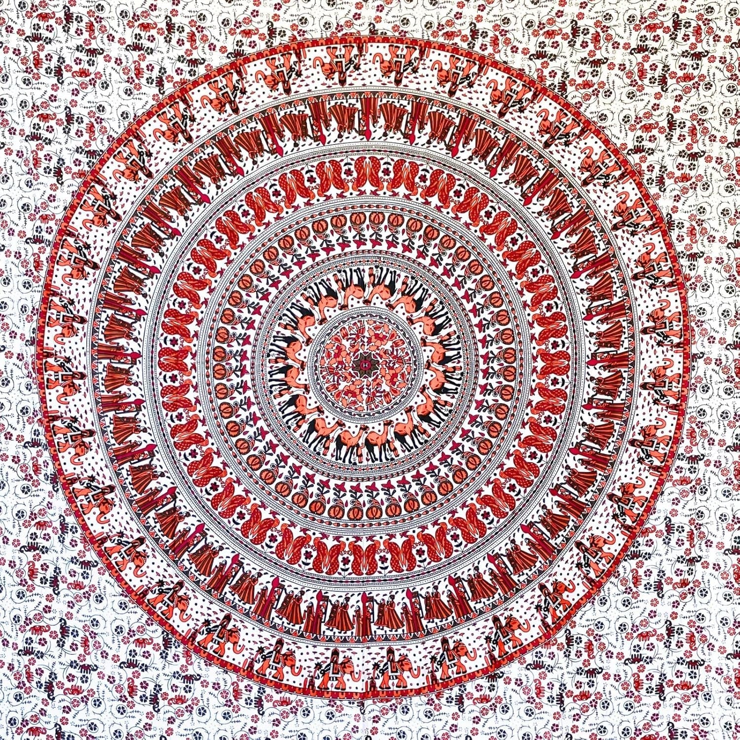 Gobeläng momomus mandala färgglada orientaliska mönster i bomull Hem - Tillbehör och dekorationer Naty Shop Vit-orange 210L X 230B Cm