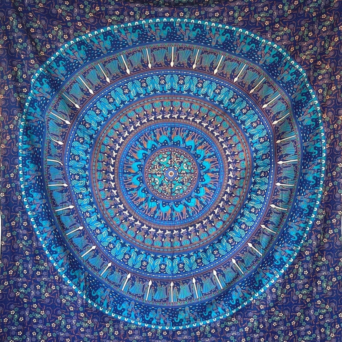 Gobeläng momomus mandala färgad bomull orientalisk design Hem - Tillbehör och dekorationer Naty Shop Blå C 210L X 230B Cm