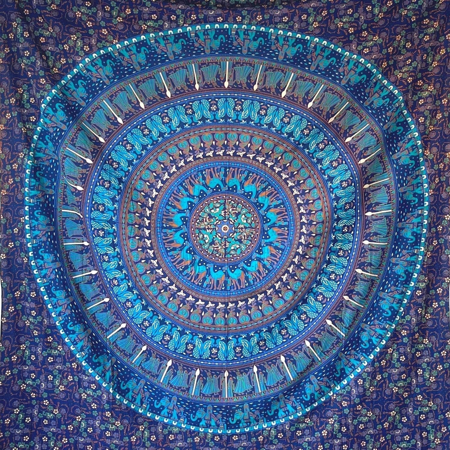 Gobeläng momomus mandala färgad bomull orientalisk design Hem - Tillbehör och dekorationer Naty Shop Blå C 210L X 230B Cm