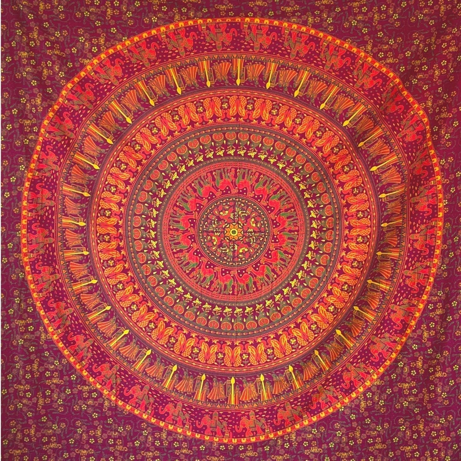 Gobeläng momomus mandala färgad bomull orientalisk design Hem - Tillbehör och dekorationer Naty Shop Orange 210L X 230B Cm