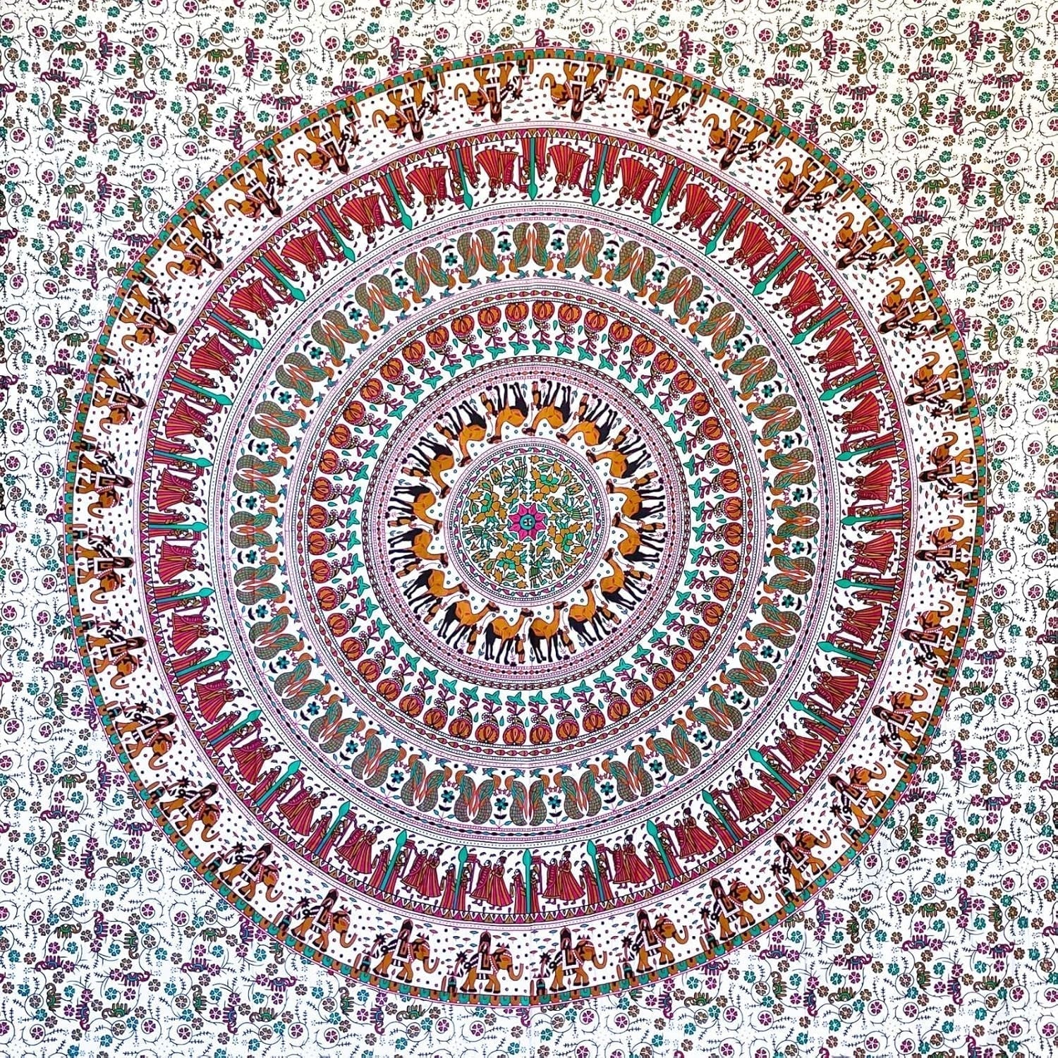 Gobeläng momomus mandala färgglada orientaliska mönster i bomull Hem - Tillbehör och dekorationer Naty Shop Vit-brun 210L X 230B Cm
