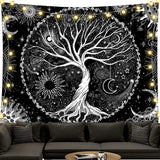 Gobeläng svart och vit livets träd gobeläng månfaser Hem - Tillbehör och dekorationer Naty Shop Livets träd 150L X 130B Cm