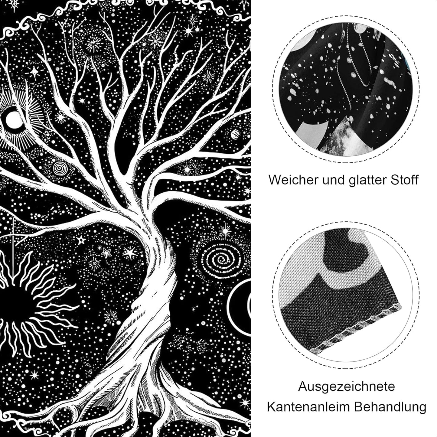 Gobeläng svart vit trädliv gobeläng faser måne Hem - Accessoarer och dekorationer Naty Shop
