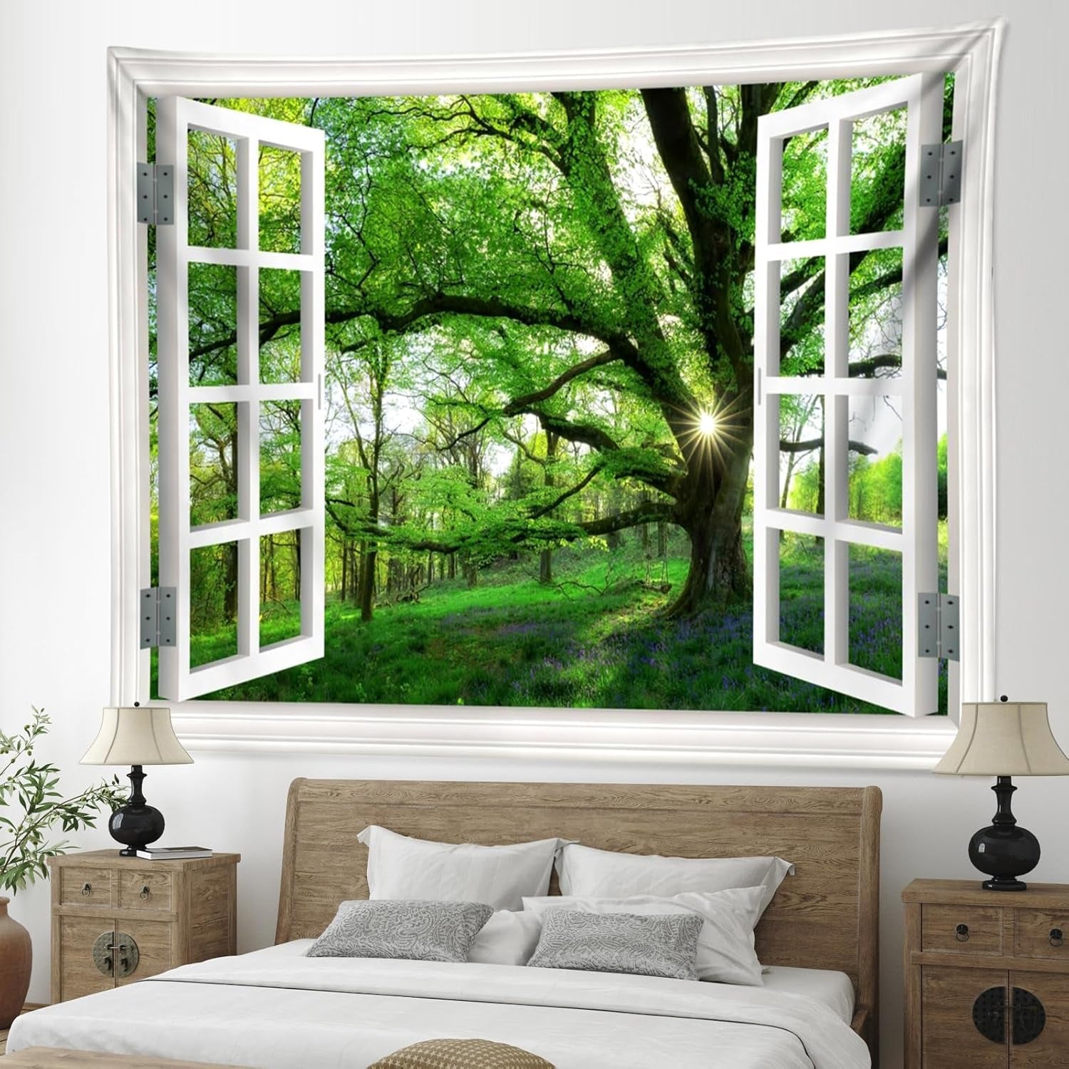 Gobeläng djungel landskap xxl skog canvas fönster Hem - Tillbehör och dekorationer Naty Shop