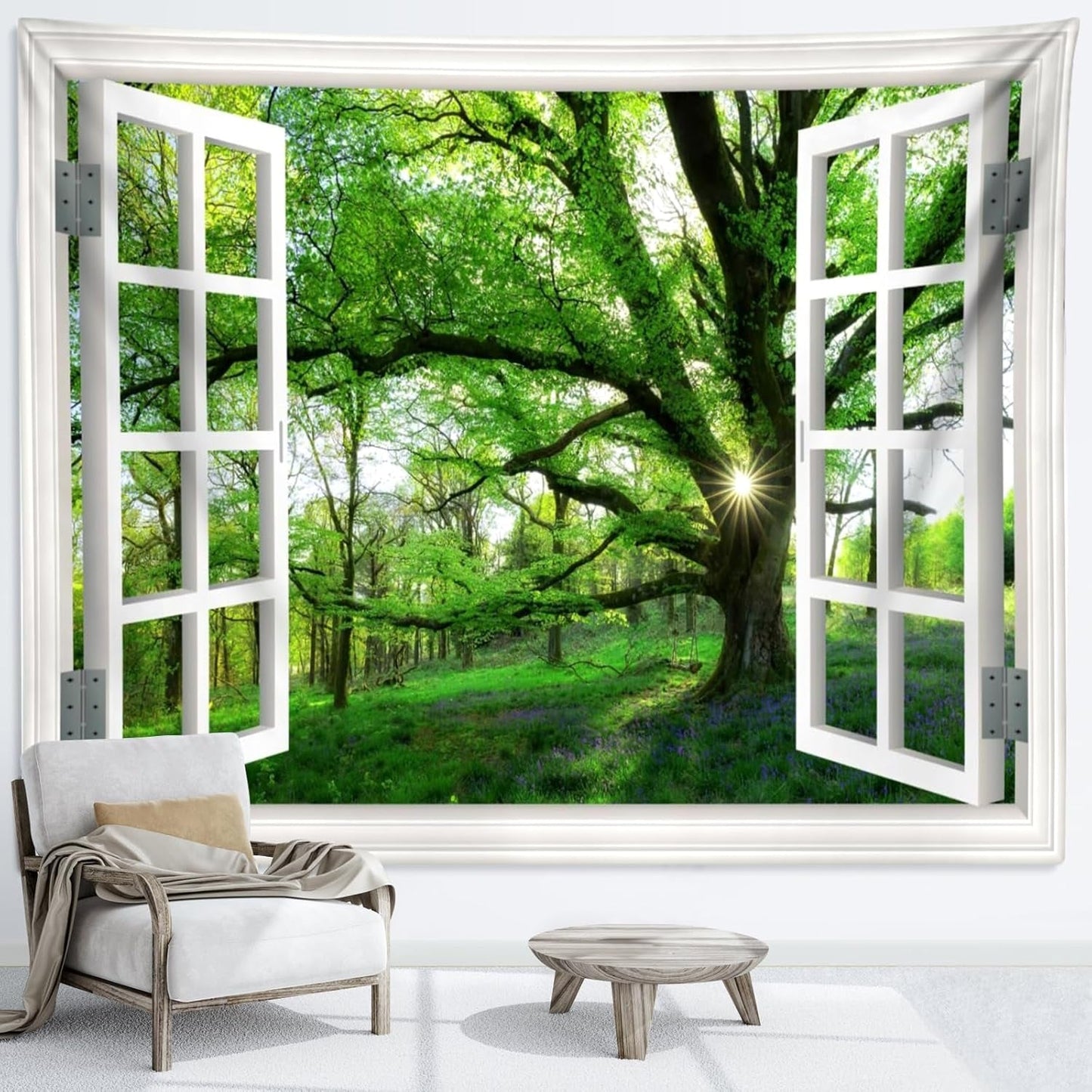 Gobeläng djungel landskap xxl skogsfönsterduk Hem - Tillbehör och dekorationer Naty Shop 240L X 220B Cm