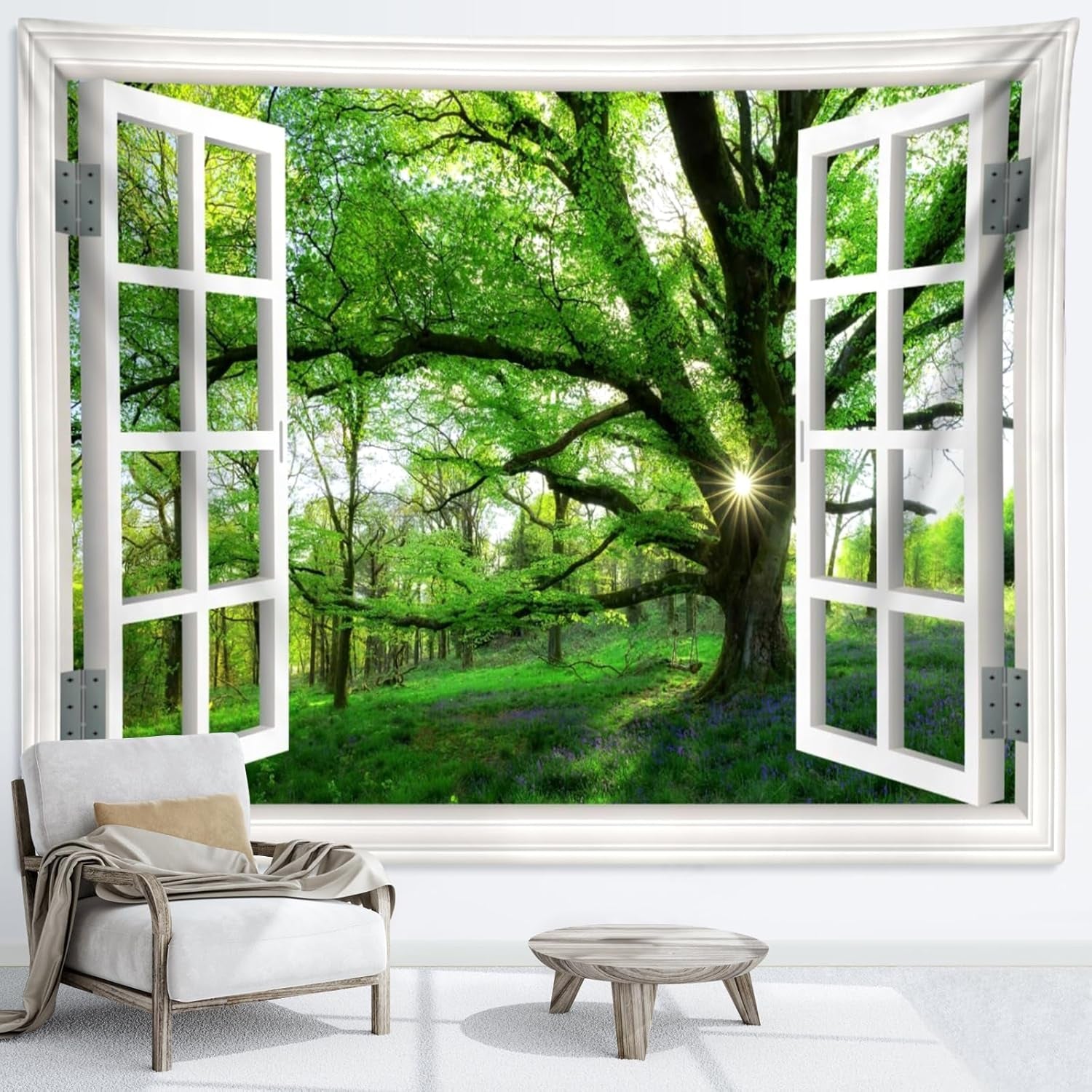 Gobeläng djungel landskap xxl skogsfönsterduk Hem - Tillbehör och dekorationer Naty Shop 240L X 220B Cm
