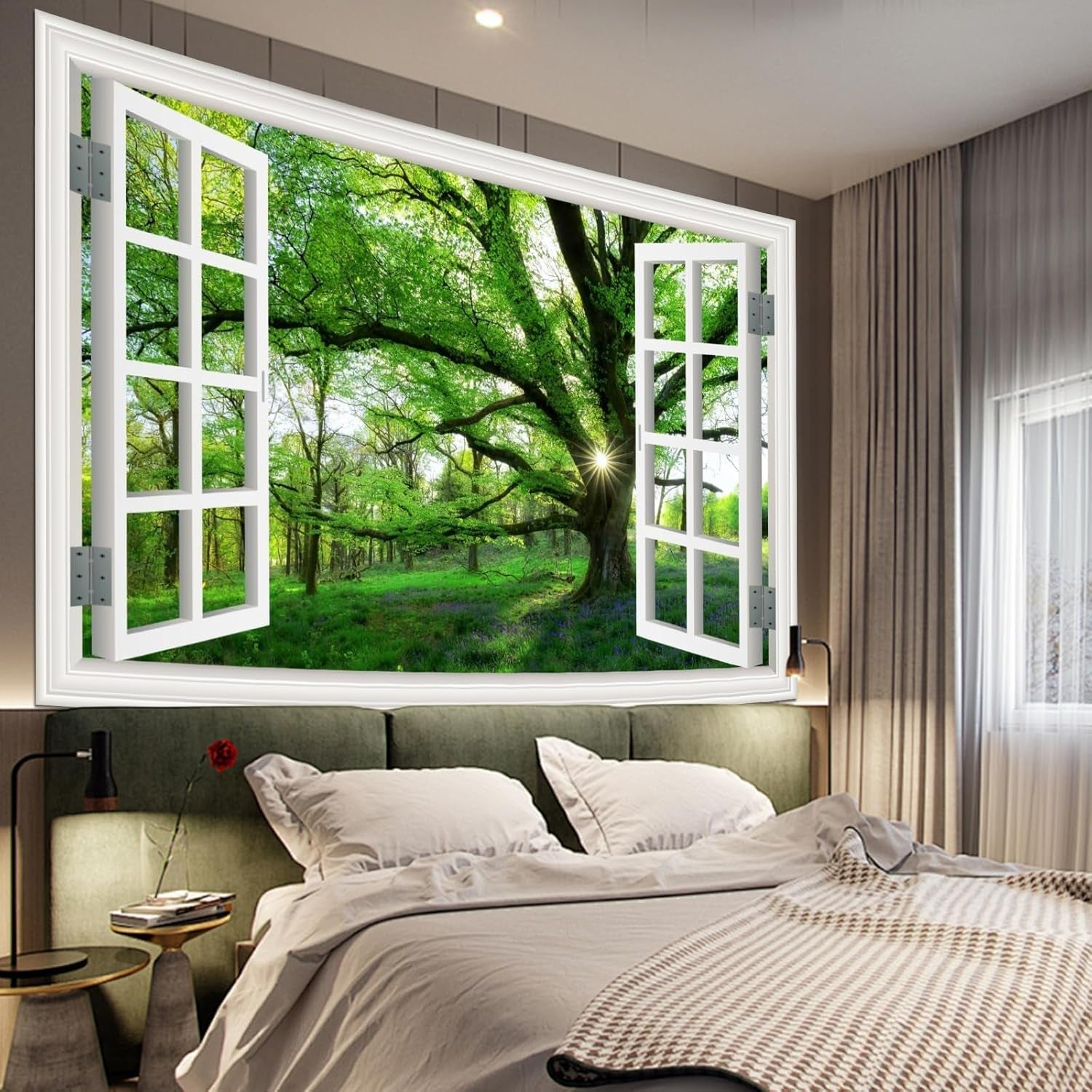 Gobeläng djungel landskap xxl skog canvas fönster Hem - Tillbehör och dekorationer Naty Shop
