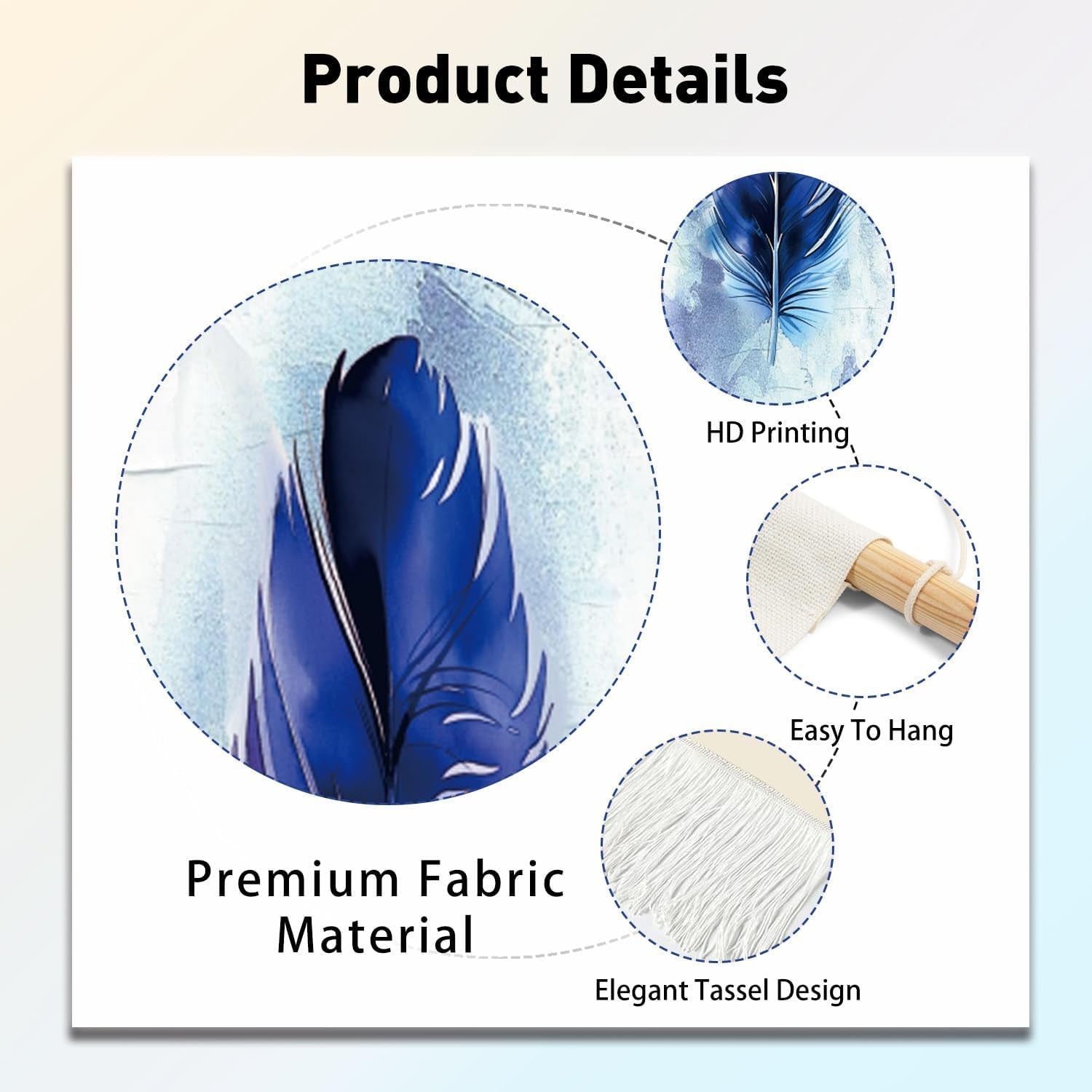 Tapestry pligreat pack blå fjädermatta vertikal vägg Hem - Tillbehör och dekorationer Naty Shop