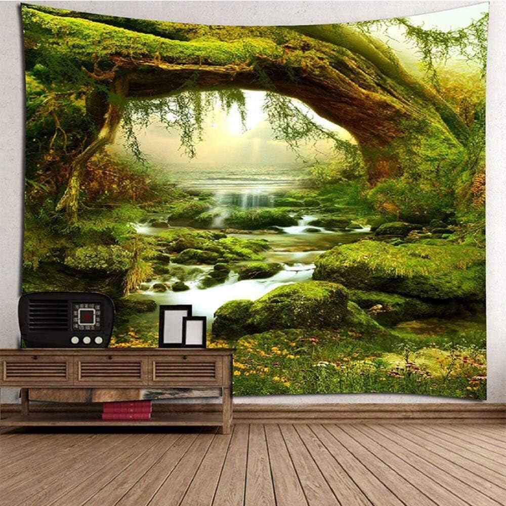 Psykedelisk gobeläng ljus skogstapet solljus hängande landskap Hem - Tillbehör och dekorationer Naty Shop Multi 200L X 180B Cm