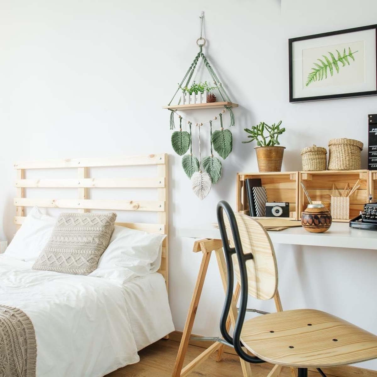 Gobeläng trähylla girland vävda löv Hem - Tillbehör och dekorationer Naty Shop