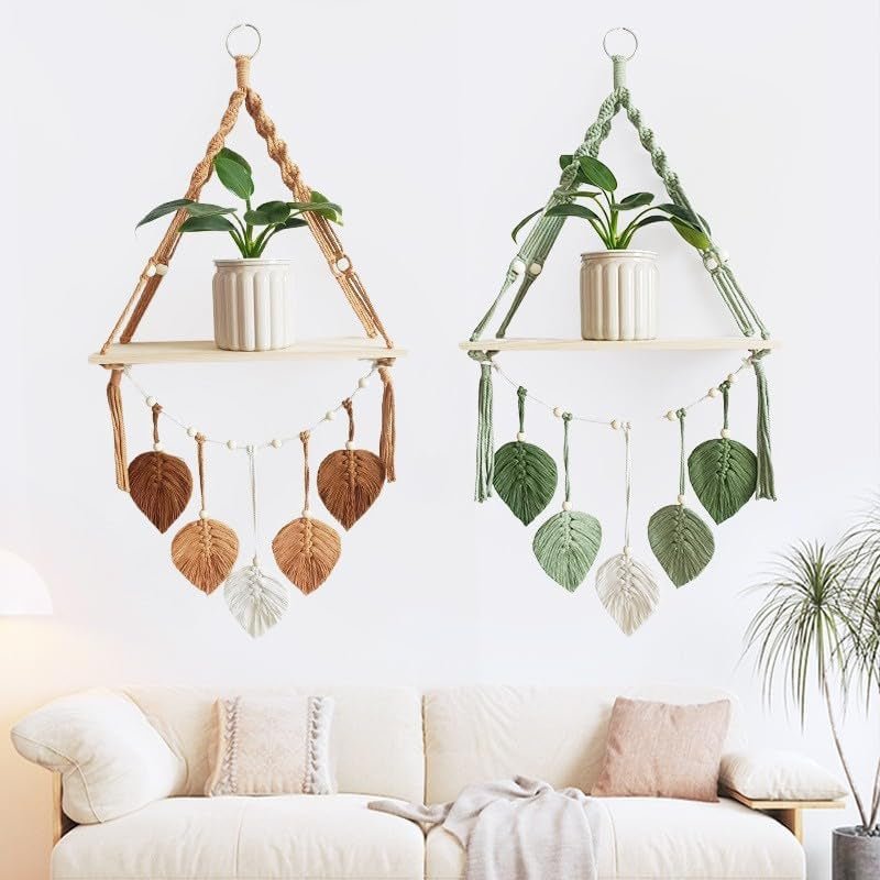 Gobeläng trähylla girland vävda löv Hem - Tillbehör och dekorationer Naty Shop