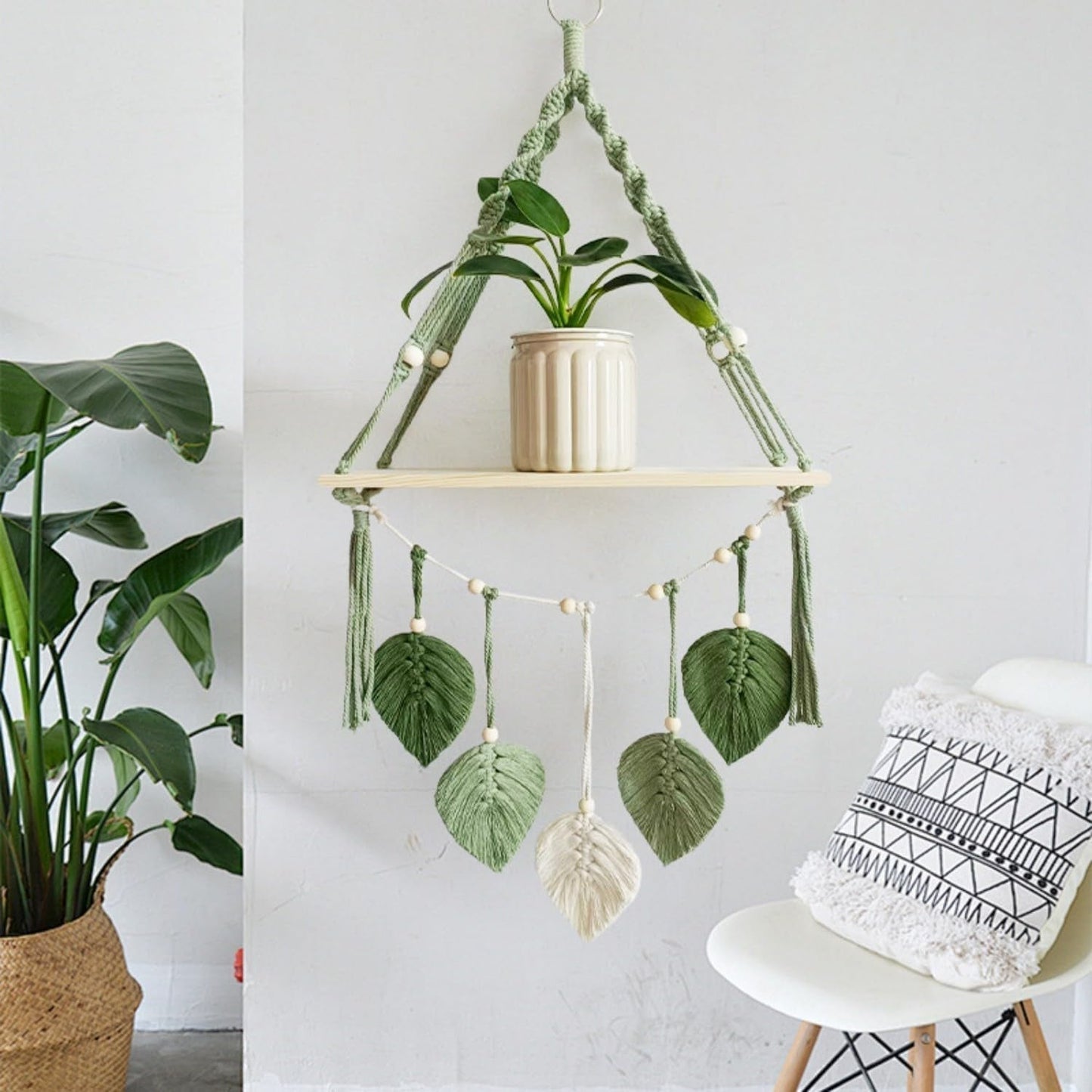 Gobeläng trähylla girland vävda löv Hem - Tillbehör och dekorationer Naty Shop