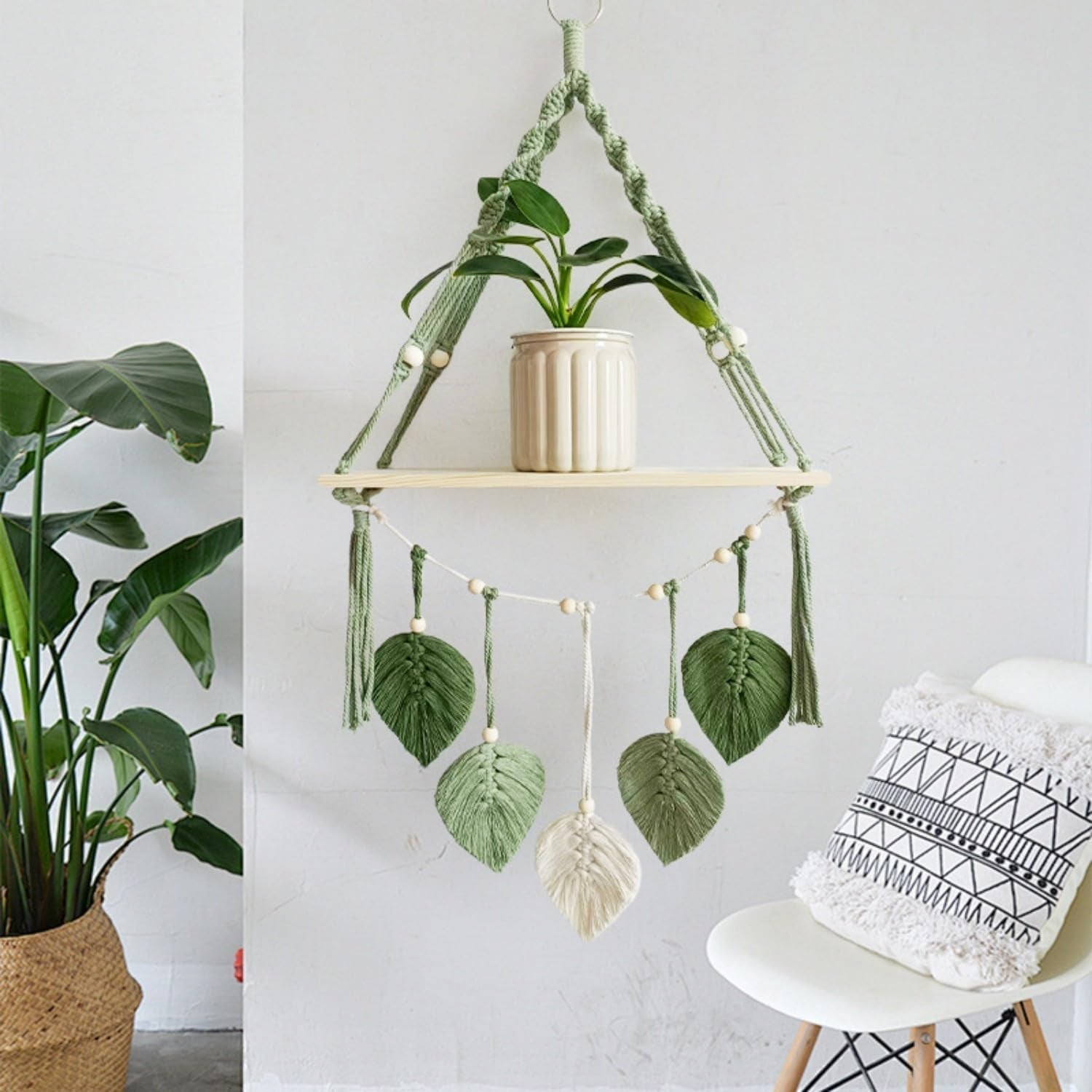Gobeläng trähylla girland vävda löv Hem - Tillbehör och dekorationer Naty Shop
