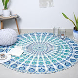 Rund gobeläng påfågel mandala centimeter rund hippie ansikte Casa - Tillbehör och dekorationer Naty Shop Himmelsblå D-72"