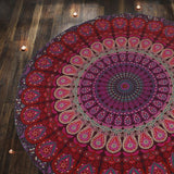 Rund gobeläng påfågel mandala centimeter rund hippie ansikte Hem - Tillbehör och dekorationer Naty Shop Violet rosa 183L X 183B Cm
