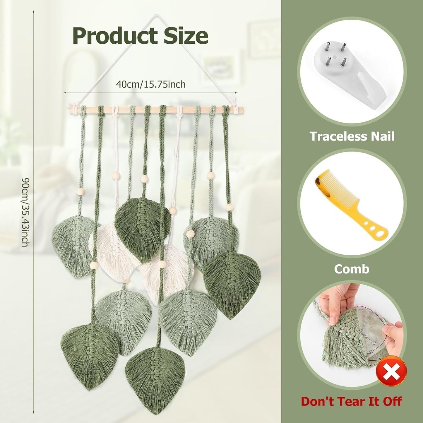 Gobeläng stil fönsterdekoration 40cm grön Hem - Tillbehör och dekorationer Naty Shop
