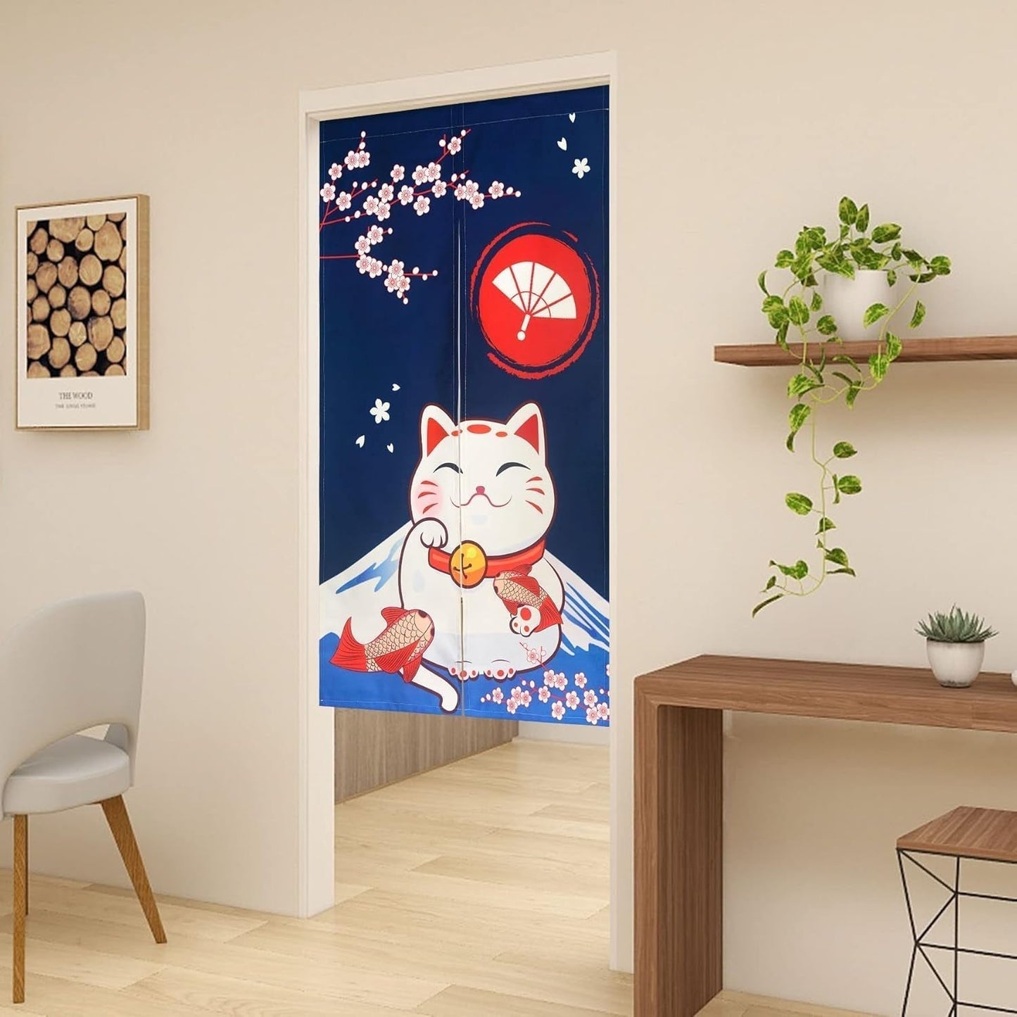 Japansk stil gobeläng tjockt linne noren långa gardiner Hem - Accessoarer och dekorationer Naty Shop