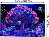 Gobeläng suaywo psykedeliska fluorescerande trädlivsrum Hem - Tillbehör och dekorationer Naty Shop