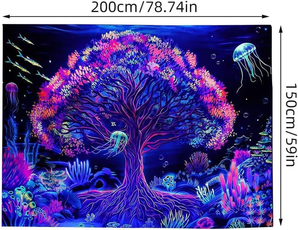 Gobeläng suaywo psykedeliska fluorescerande trädlivsrum Hem - Tillbehör och dekorationer Naty Shop