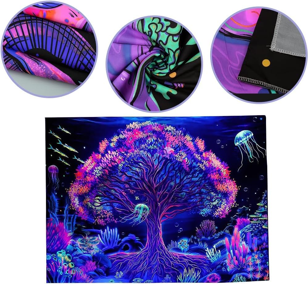 Gobeläng suaywo psykedeliska fluorescerande trädlivsrum Hem - Tillbehör och dekorationer Naty Shop