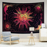 Gobeläng sol månstjärna andlig astetisk regnbågsbomull Hem - Tillbehör och dekorationer Naty Shop Röd 210L X 140B Cm