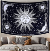 Gobeläng sol månstjärna spirituell astetisk regnbågsbomull Hem - Tillbehör och dekorationer Naty Shop Svart/vit 102L X 77B Cm