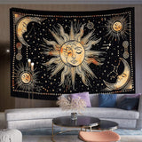 Gobeläng sol månstjärna andlig astetisk regnbågsbomull Hem - Tillbehör och dekorationer Naty Shop Gul 102L X 77B Cm