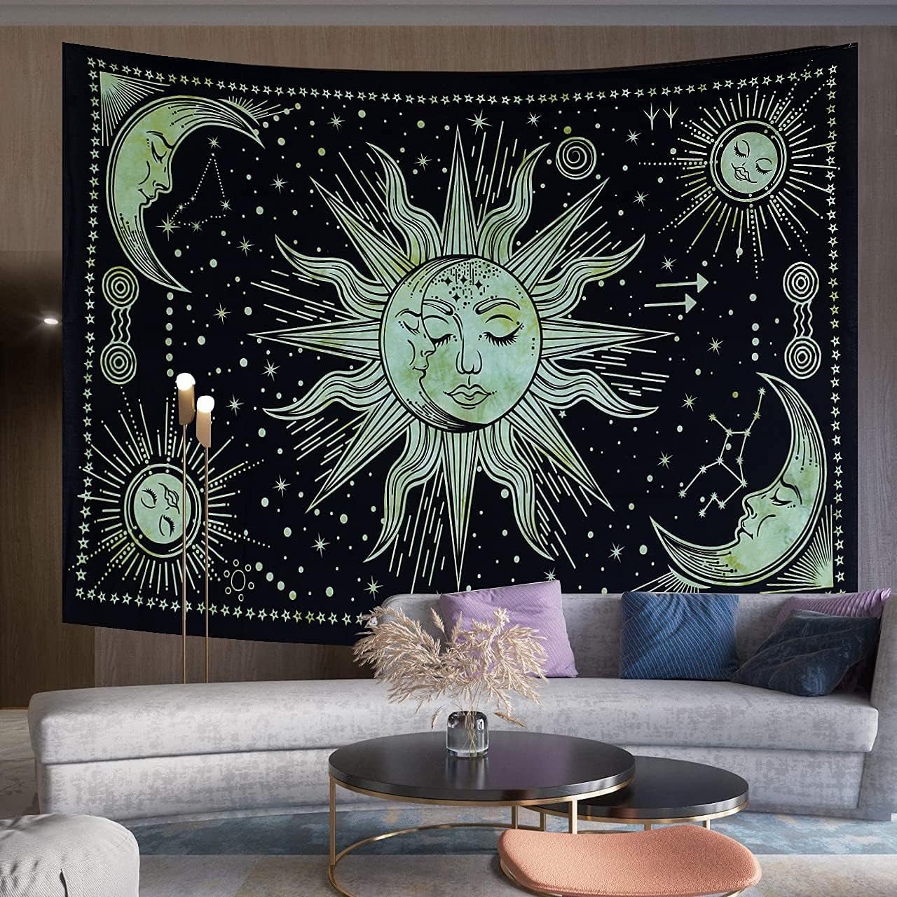 Gobeläng sol månstjärna andlig astetisk regnbågsbomull Hem - Tillbehör och dekorationer Naty Shop Hälsningar 150L X 137B Cm