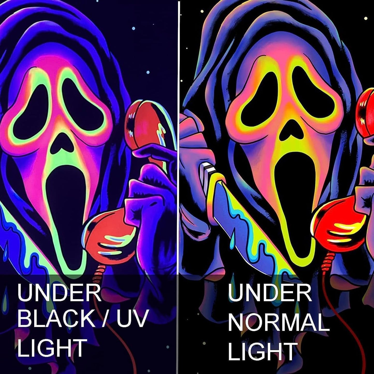 Gobeläng gobeläng skräck ansikte blacklight spöken reactive Hem - Tillbehör och dekorationer Naty Shop