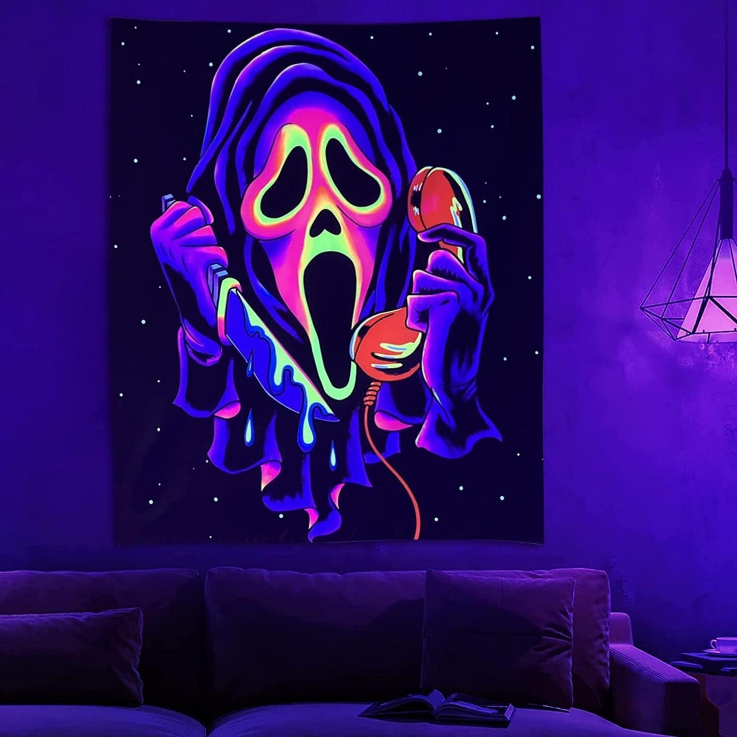 Gobeläng gobeläng skräck ansikte blacklight spöken reactive Hem - Tillbehör och dekorationer Naty Shop