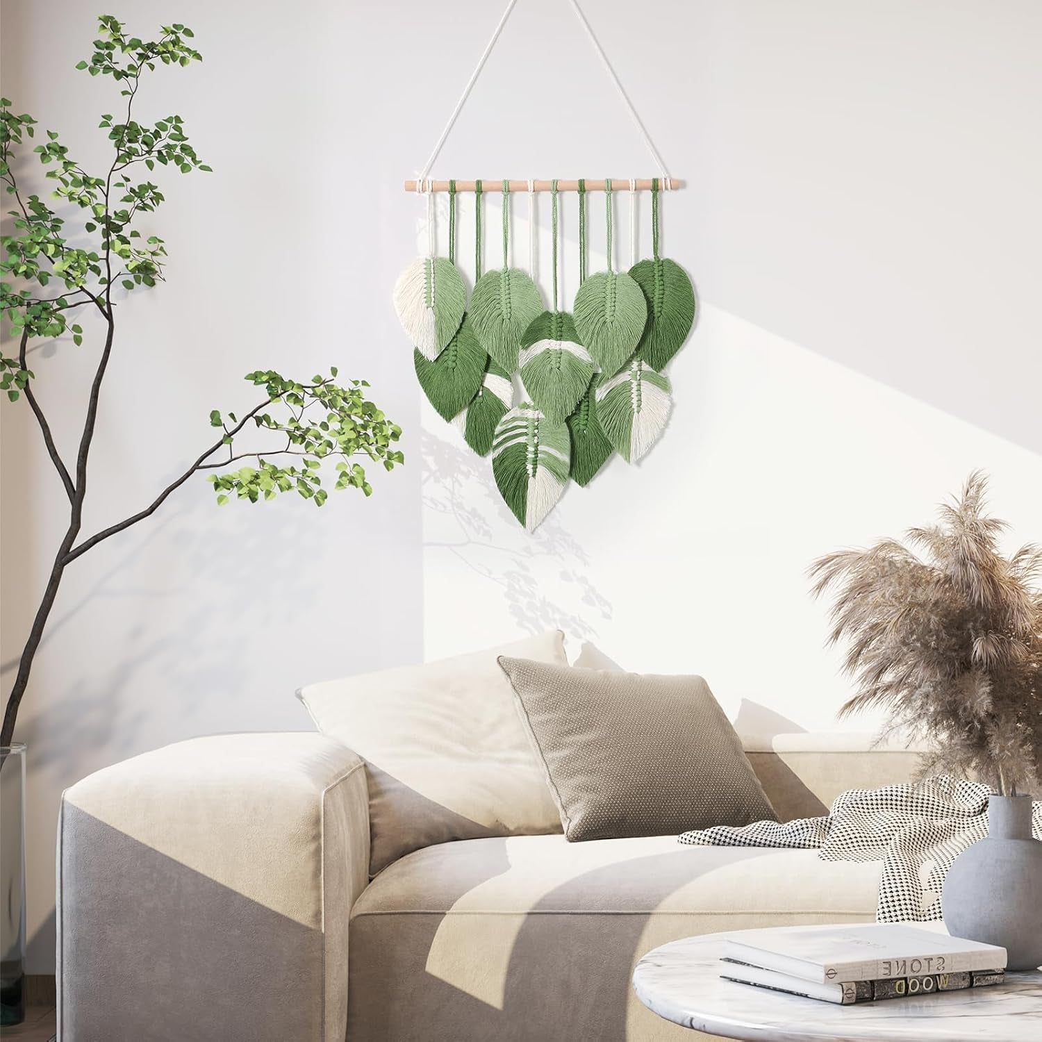 Gobeläng gobeläng gröna blad vävda för hand Hem - Tillbehör och dekorationer Naty Shop