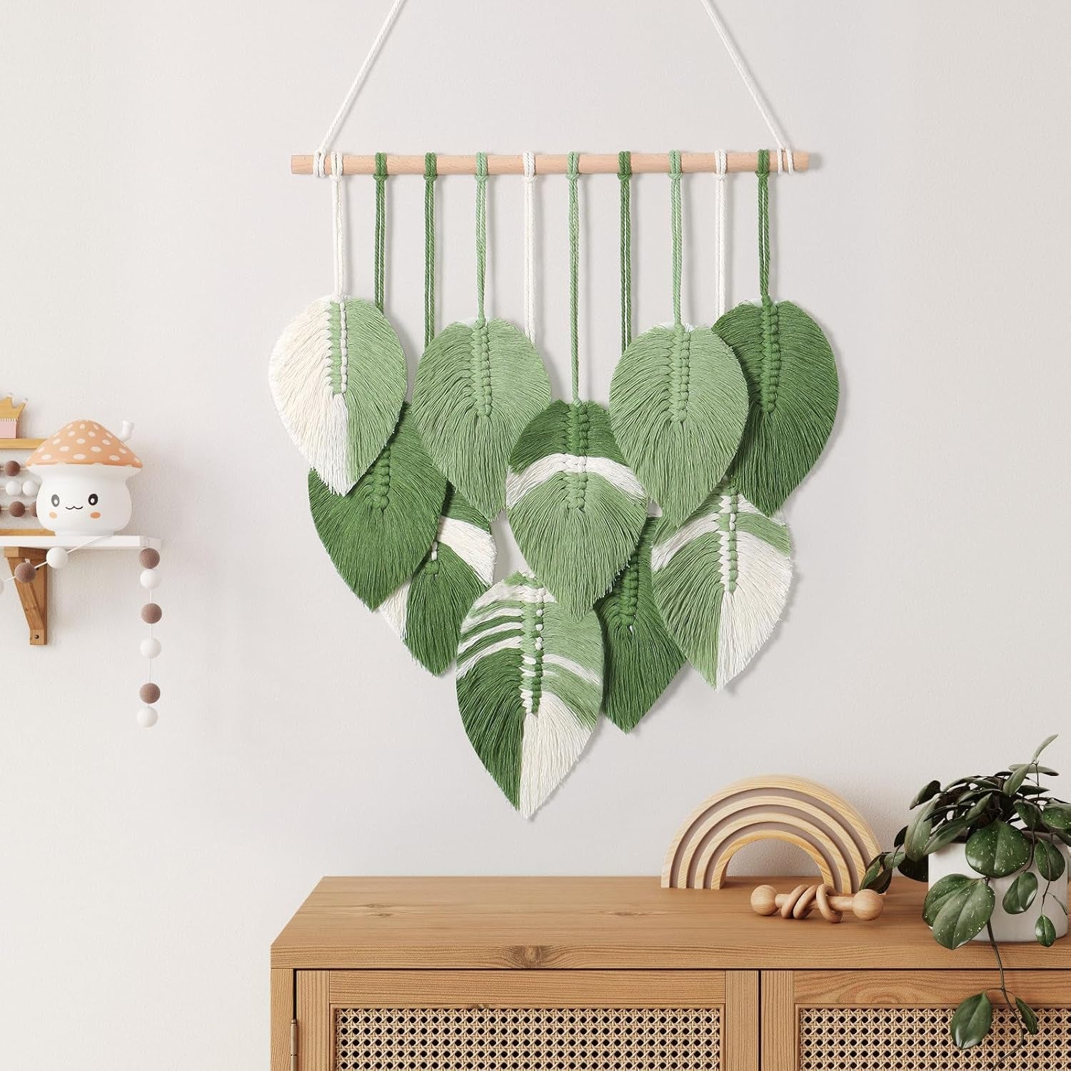 Gobeläng gobeläng gröna blad vävda för hand Hem - Tillbehör och dekorationer Naty Shop