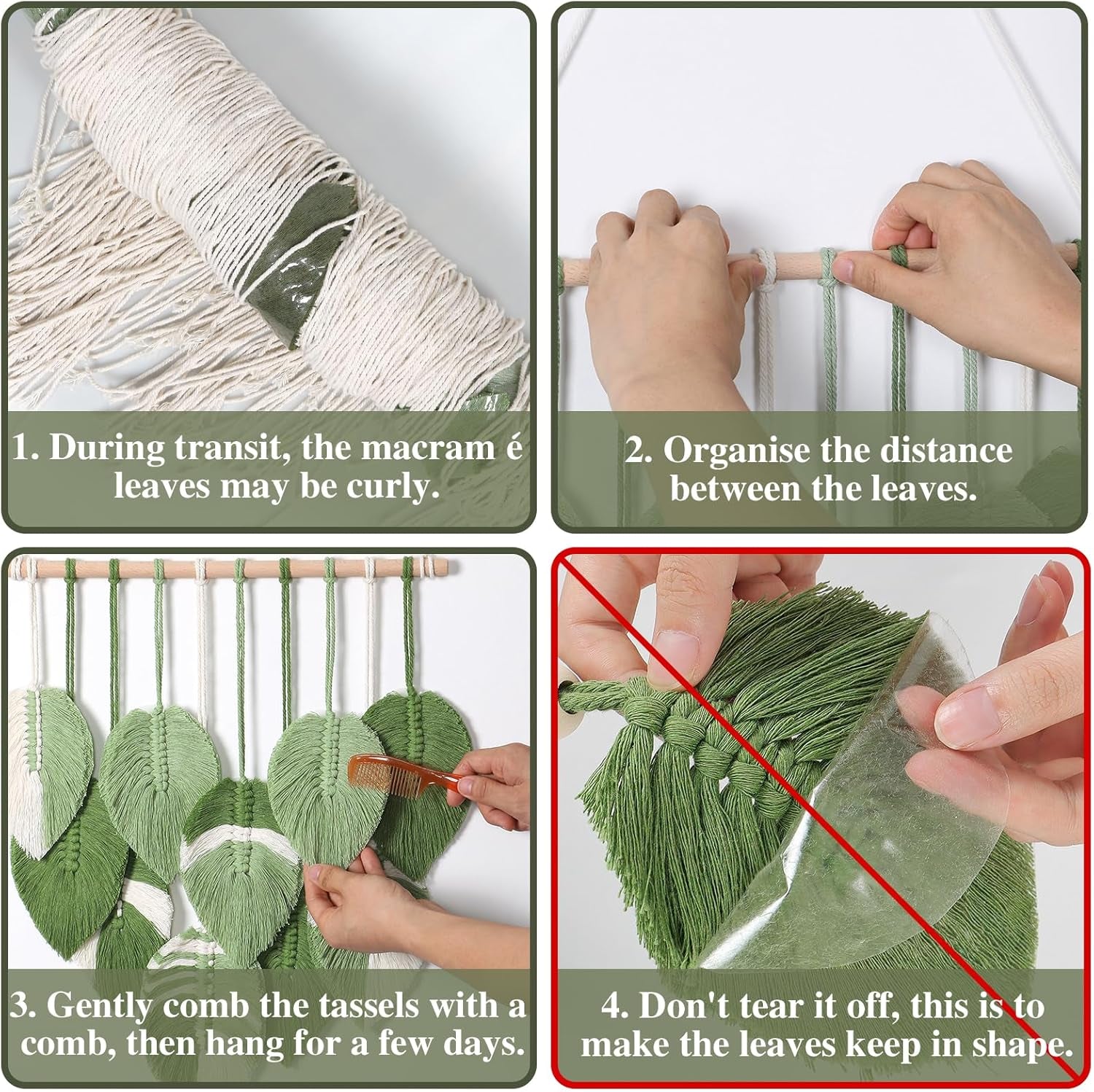 Gobeläng gobeläng gröna blad vävda för hand Hem - Tillbehör och dekorationer Naty Shop