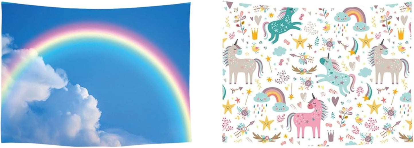 Tapestry ulticool house beach sea palm island Home - Accessoarer och dekorationer Naty Shop Unicorn rainbow