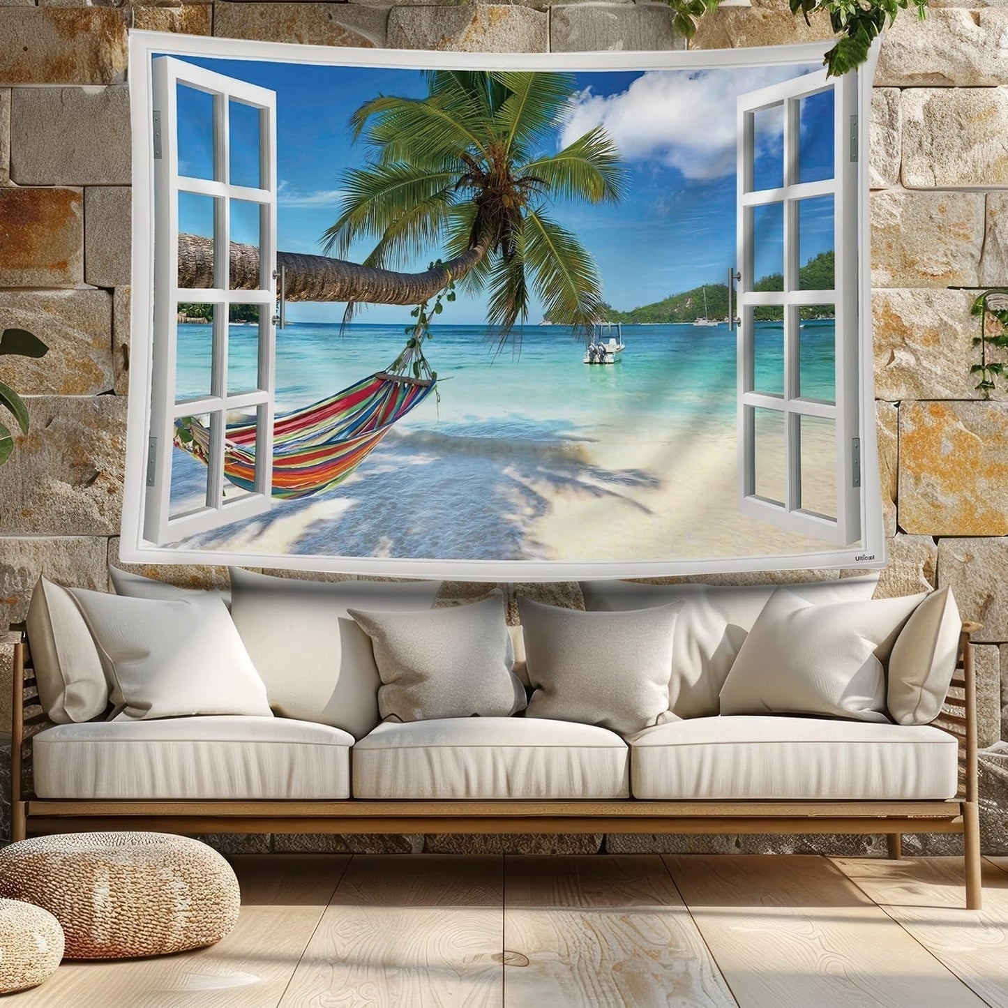Tapestry ulticool view beach sea palm hammock Hem - Accessoarer och dekorationer Naty Shop