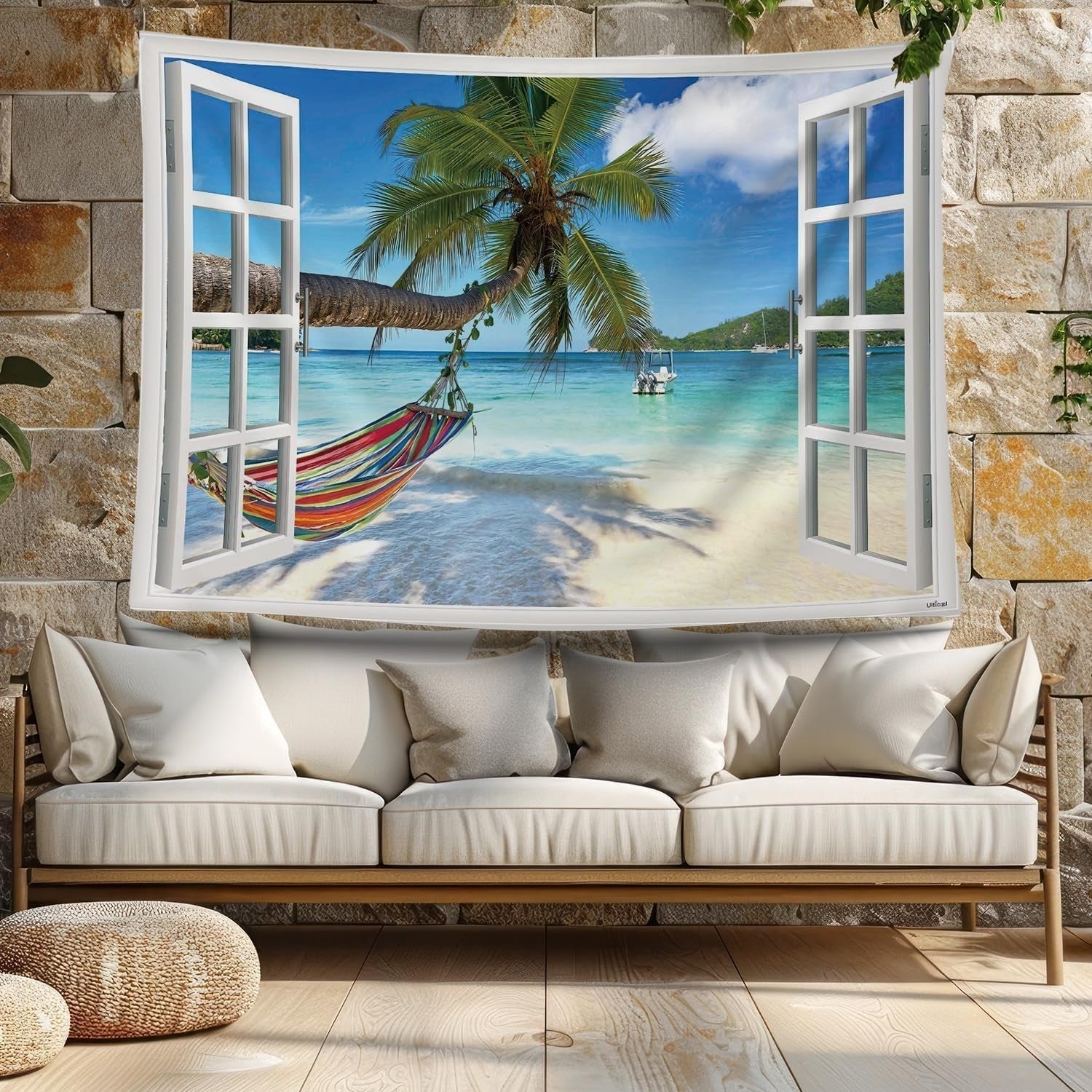 Tapestry ulticool view beach sea palm hammock Hem - Accessoarer och dekorationer Naty Shop