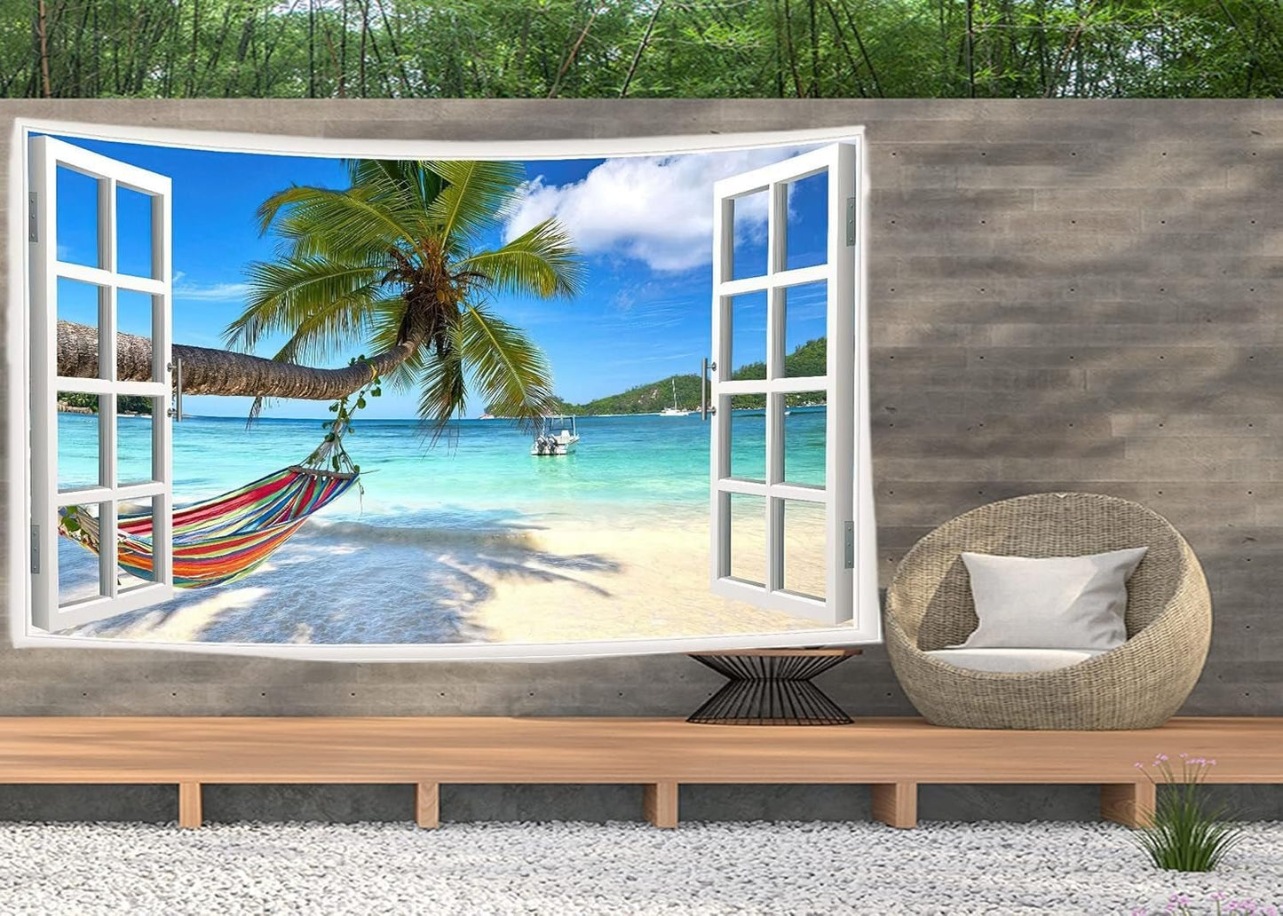 Tapestry ulticool view beach sea palm hammock Hem - Accessoarer och dekorationer Naty Shop