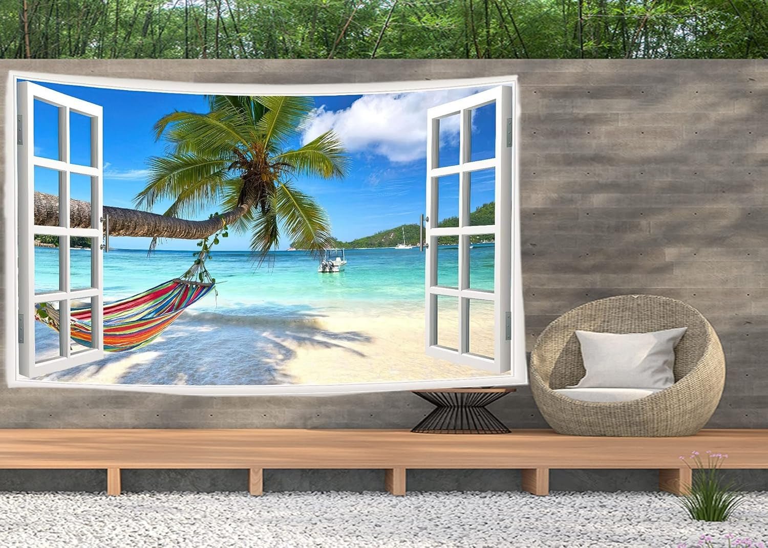 Tapestry ulticool view beach sea palm hammock Hem - Accessoarer och dekorationer Naty Shop