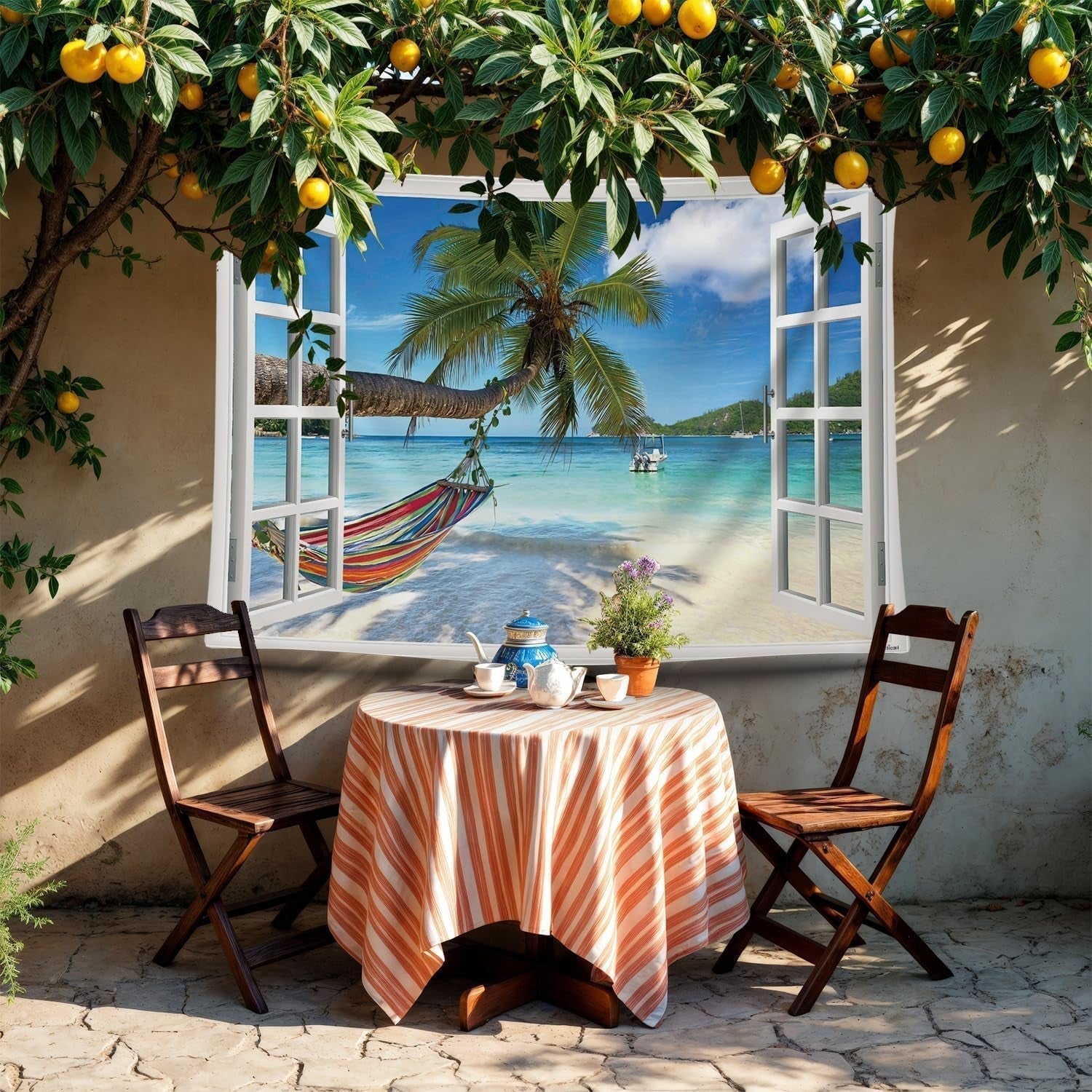 Tapestry ulticool view beach sea palm hammock Hem - Accessoarer och dekorationer Naty Shop