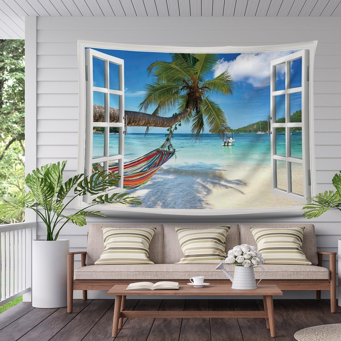 Tapestry ulticool view beach sea palm hammock Hem - Accessoarer och dekorationer Naty Shop