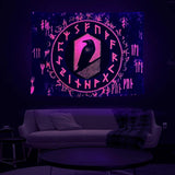 Viking gobeläng blacklight reaktiv röd meditation runor odins Hem - Tillbehör och dekorationer Naty Shop